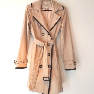 🍂Neutral Taupe Trench Coat with Black Trim